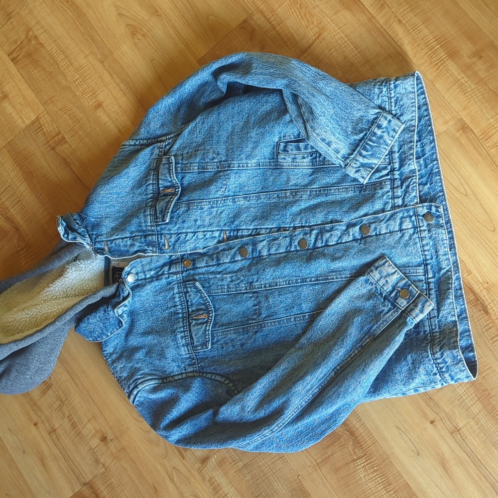 Original Use Sherpa Lined Hooded denim jacket mens L